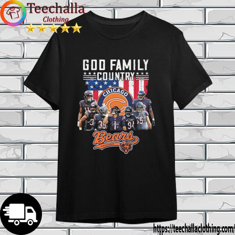 God Family Country Chicago Bears American Flag Signatures shirt