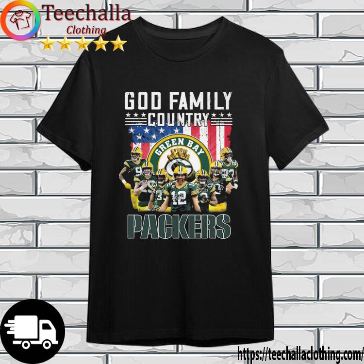 Green Bay Packers God Family Country American Flag Signatures shirt
